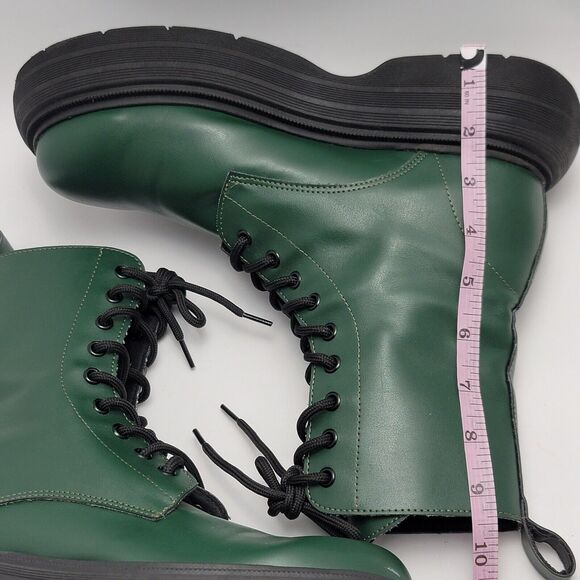 SVegan Gouache Vegan Leather Platform Combat Lace Up Boot Green Size 41 - Picture 5 of 13